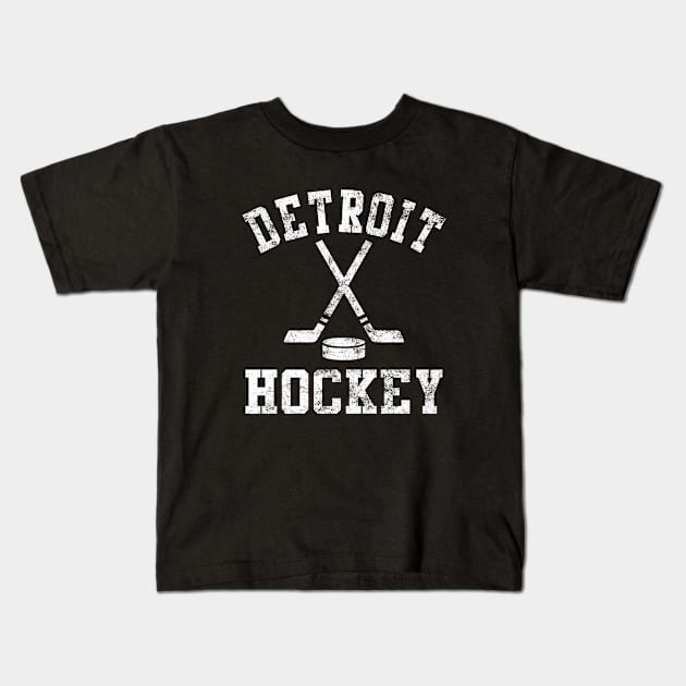 Vintage Detroit Hockey Kids T-Shirt by tropicalteesshop